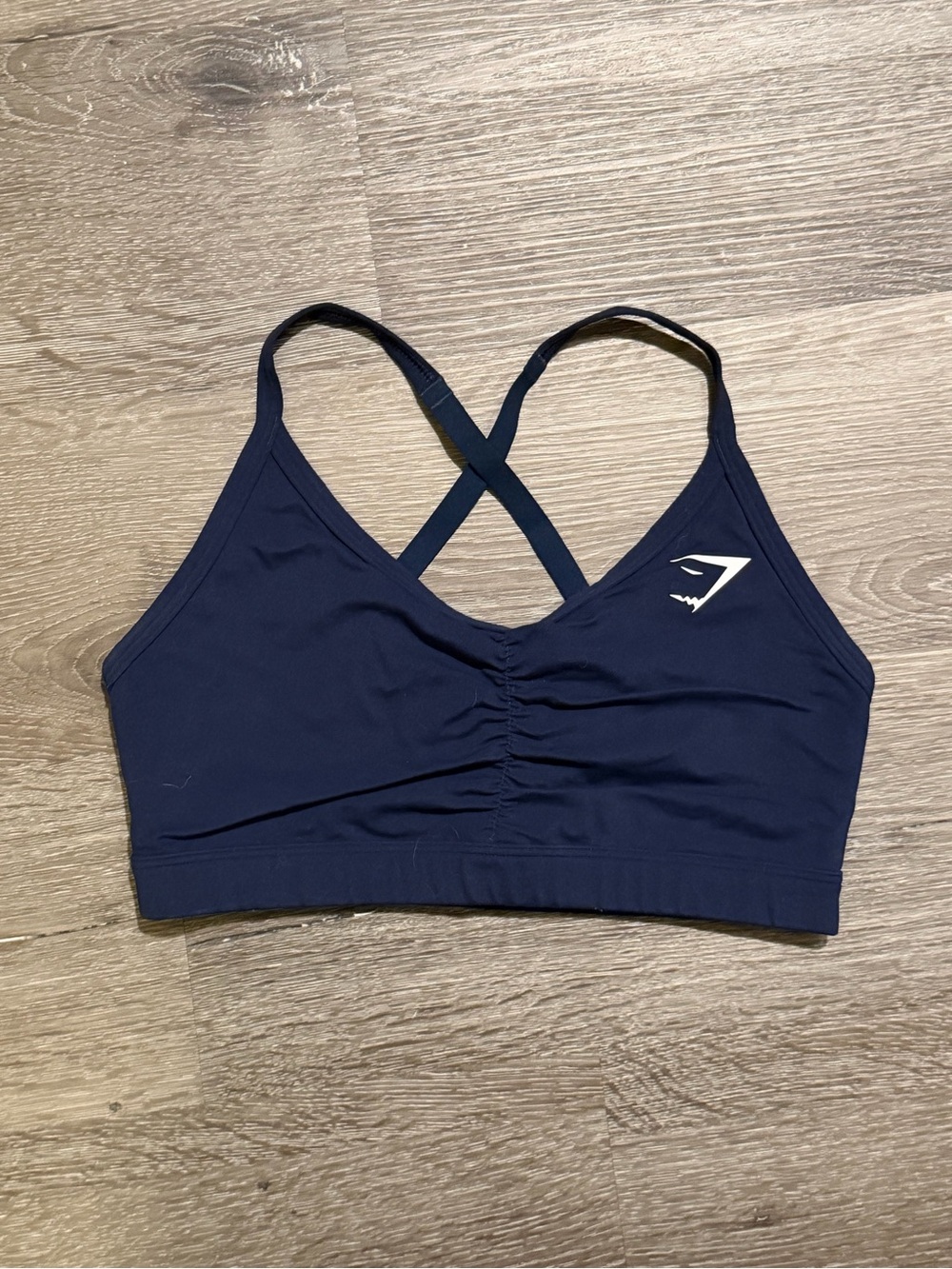 Gymshark Navy Ruched Crossback Sports Bra